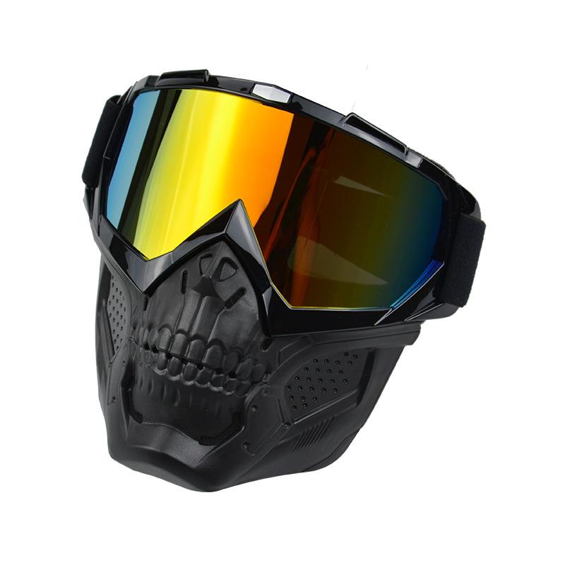 Anlorr New motorcycle riding windproof goggles with detachable sunshade, UV protection, skull face mask, and wind shield