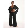 **2025 Summer Women's Solid Color Casual Loose Pants – European and American Style**