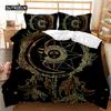 Bohemian Duvet Cover Set 3D Golden Sun and Moon Bedding Set for Kids Teens Adults Double Queen King Size Polyester Qulit Cover