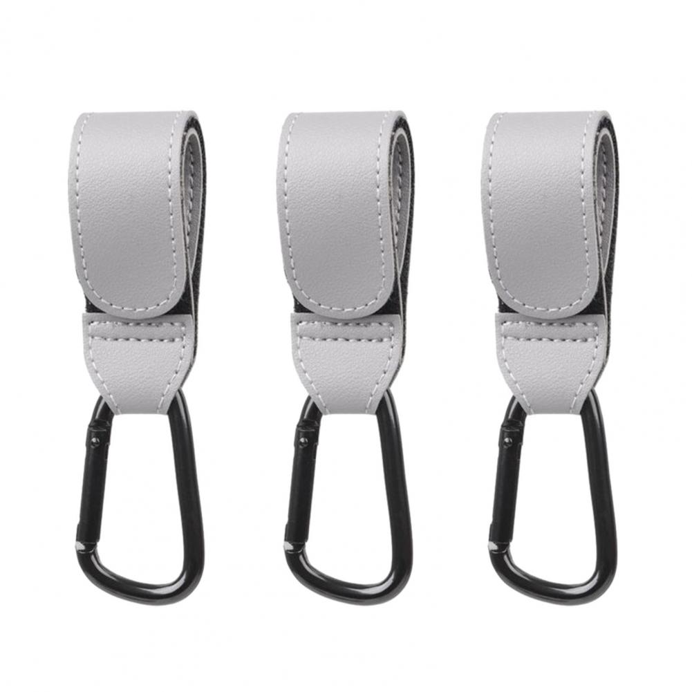 Fastener Tape Hook Durable Stroller Hook Baby Stroller Hook Set with Faux Leather Fastener Tape Diaper Bag Hanger for Prams
