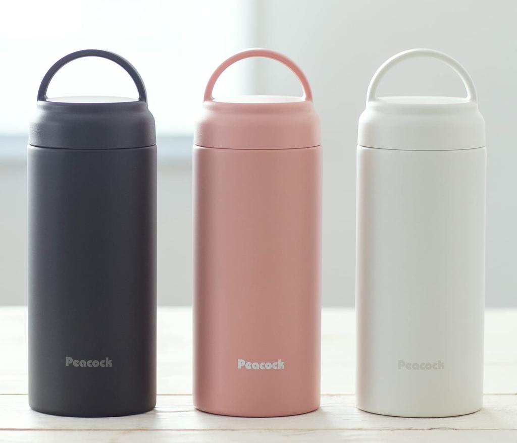 Peacock Screw Mug Bottle Charcoal Gray 350ml Water Bottle Thermal Insulation with Handle Vacuum Insulation Thermos Tumbler Coffee Mug Easy To Wash Mug