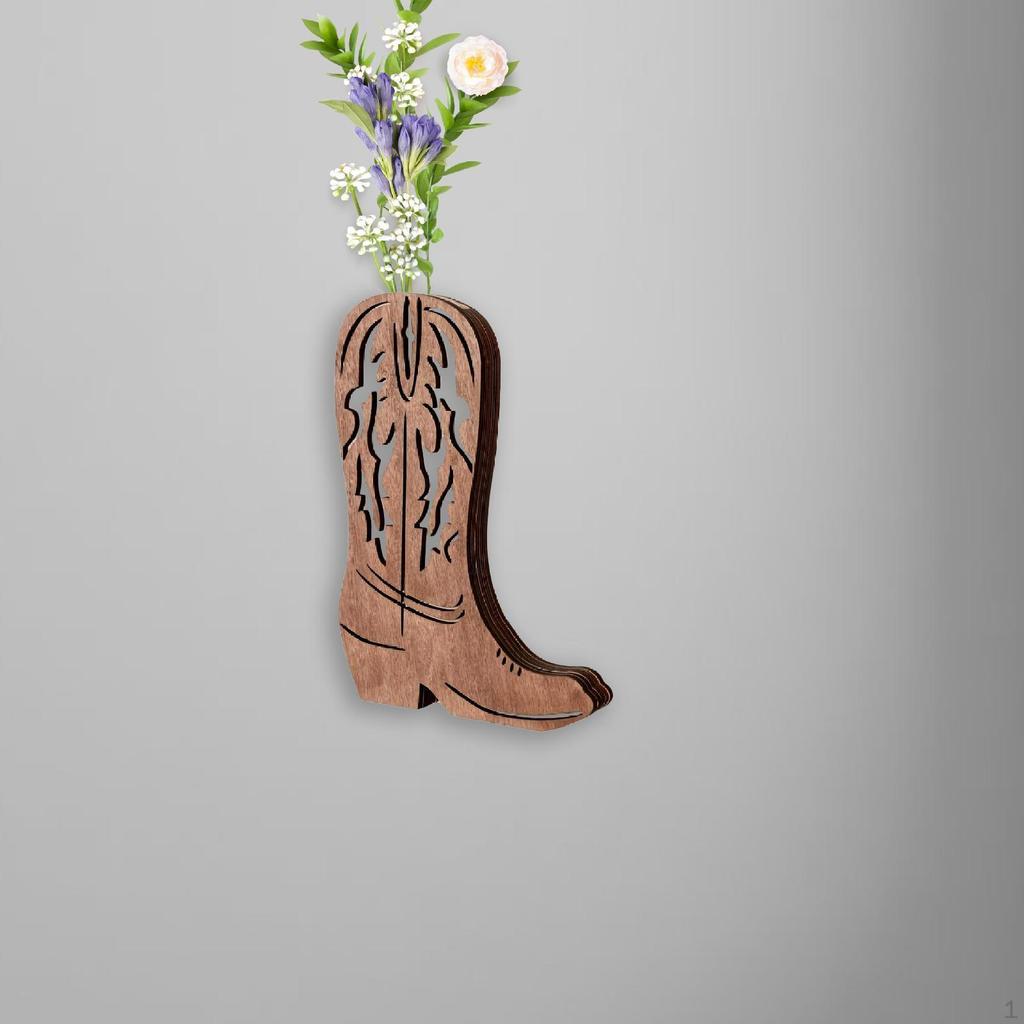 Cowboy Boot Flower Vase Western Wall Decor Retro Design Planter Hanging for Home Indoor