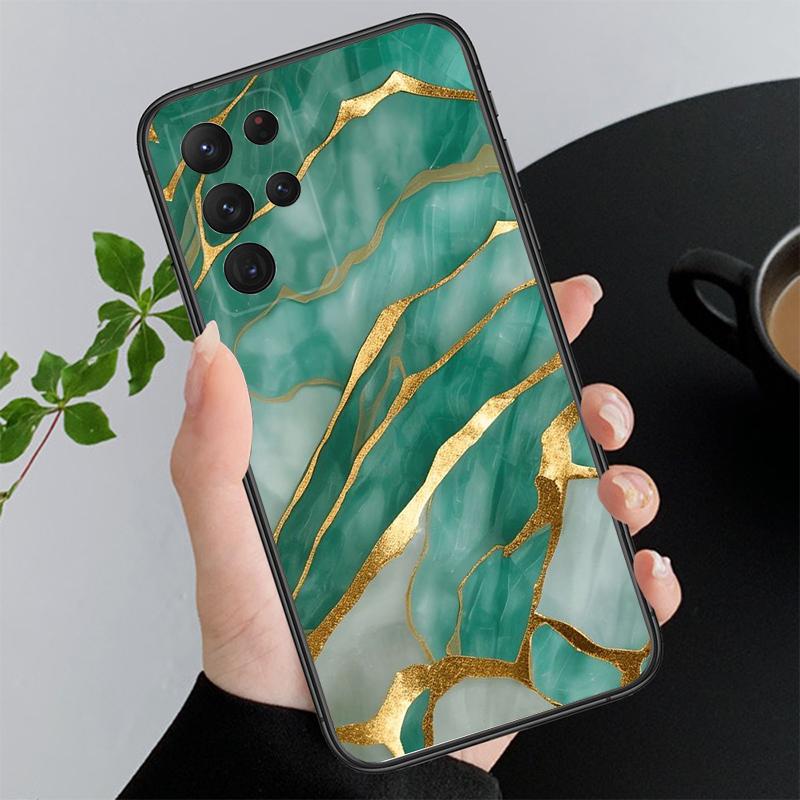 Grün-Gold-Marmor Handyhülle Für Samsung A52S A21S A33 A23 A35 A55 A14 A32 A52 A53 A54 A51 A71 A15