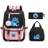 Animation Cartoon Printing Student Schoolbag Three-Piece Set Campus Trend Men And Women Versatile Casual Backpack Large Capacity