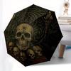 Skull and Laurel Wreath Circular Wall Art Umbrella, Portable 3-Fold Compact Umbrella for Men & Women R119