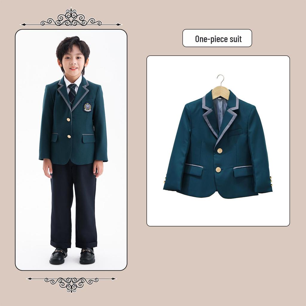 British Style Spring/Autumn Three-Piece Kindergarten & Primary School Uniform Set