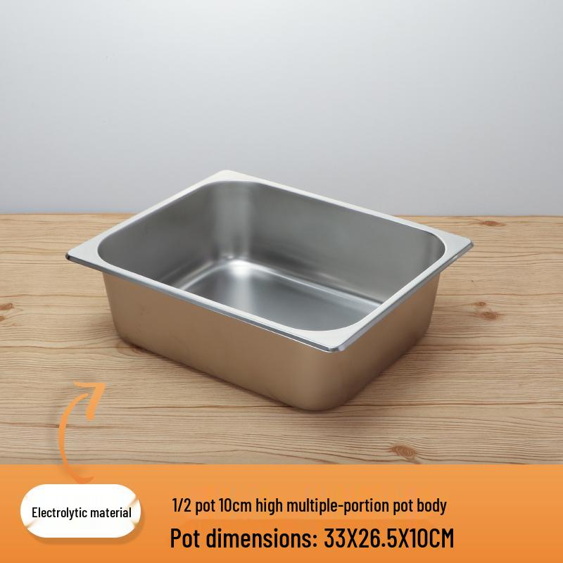 Rectangular Stainless Steel Serving Pans with Lids - Ideal for Mala Tang, Vegetables, Milk Tea, and Ice Cream
