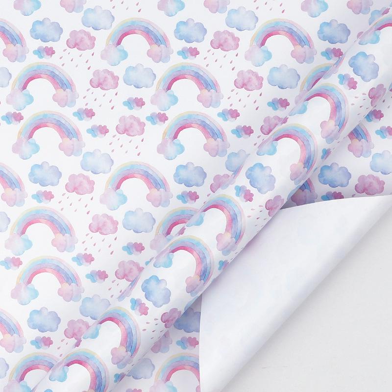 New Pink Bow Ribbon Large Birthday Gift Wrapping Paper Roll - Rainbow Ink Style