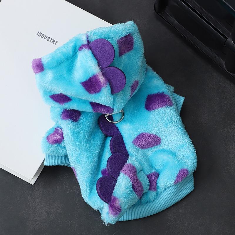 Cat traction clothes winter warm hooded plush jacket dinosaur tail cute thick fleece jacket
