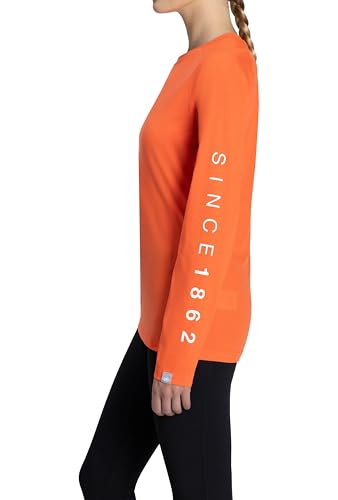 Mammut QD Logo Print Long Sleeve T-shirts, Asian Fit, Women's, AF Women's, 1016-01040, Peach-White, Size S, PRT3