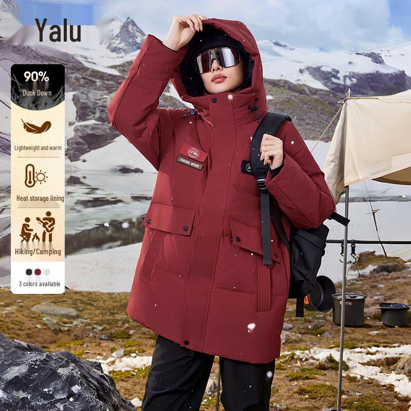 

Yalu 2025 Winter Women s Mid-Length Hooded Down Jacket L