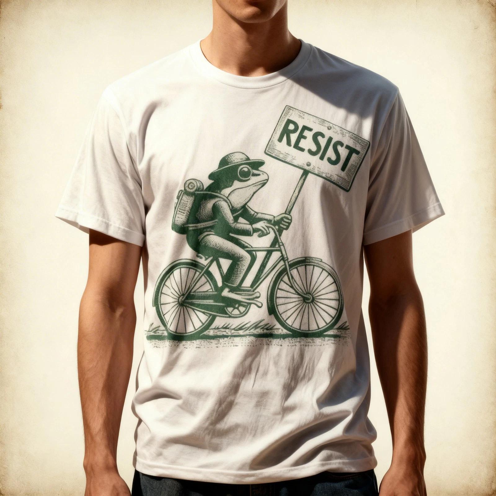 Frog On Bike Resist Portland Frog Protest Vintage T-Shirt 4XL
