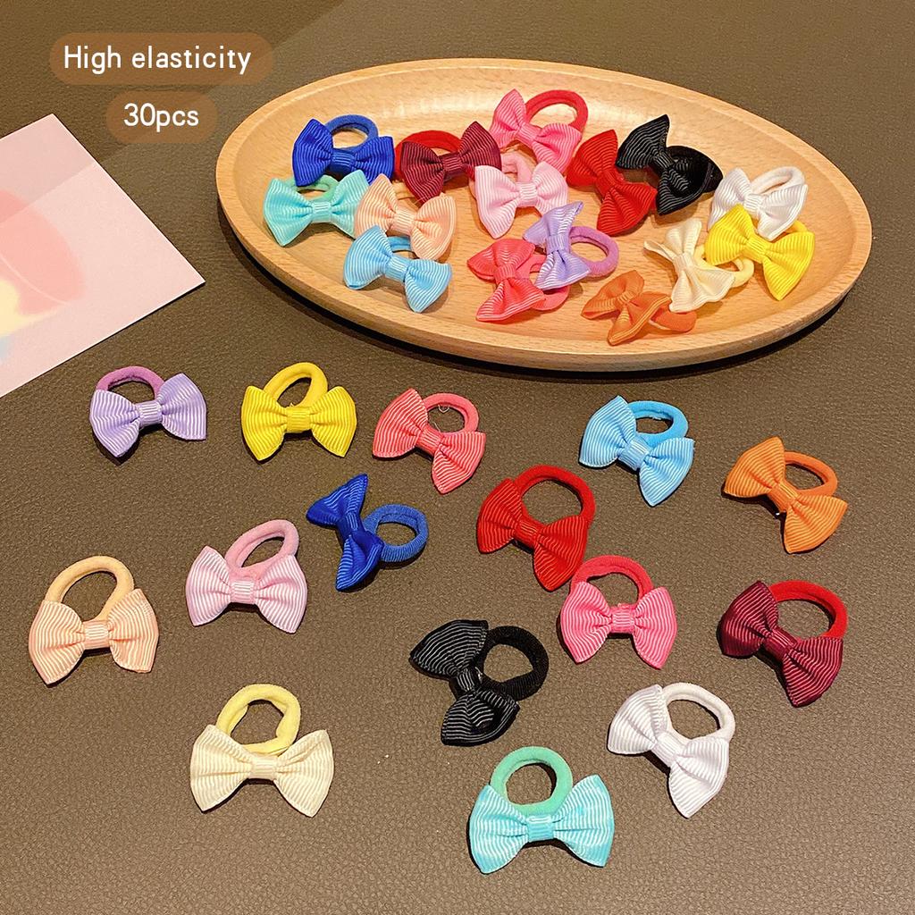 30 Colorful Bow Hair Accessories with Randomly Cute Kids's Elastic Bands Suitable for Daily Use