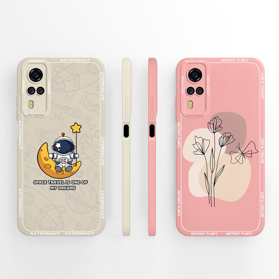 Per Vivo Y51 Y51A Y53S Y31 Y33 Custodia Squisita Cover Posteriore per Telefono Per Vivo Y 51(2020) Y 31 (2021) Cover Morbida in Silicone Liquido