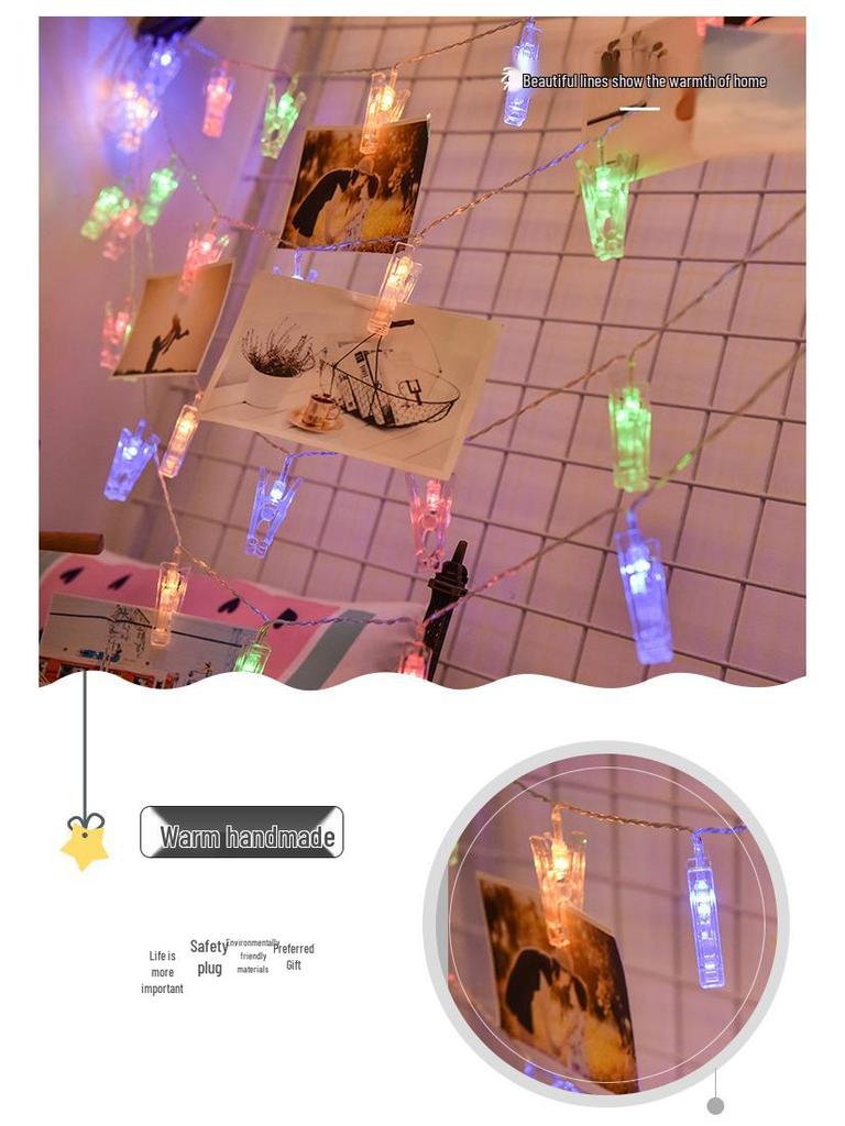 LED Photo Wall Clips Battery & USB String Lights for Holiday & Dorm Decor