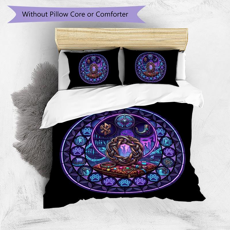 Mystic Symbols Knotwork Pattern Bedding,Quilt Set Quilt Cover Pillowcase Home Birthday Gift (1 * duvet cover + 2 * pillowcase, without core)