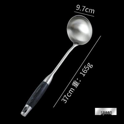 Ruhan Solid Wood Handle Anti-Scald Stainless Steel Soup Ladle Set