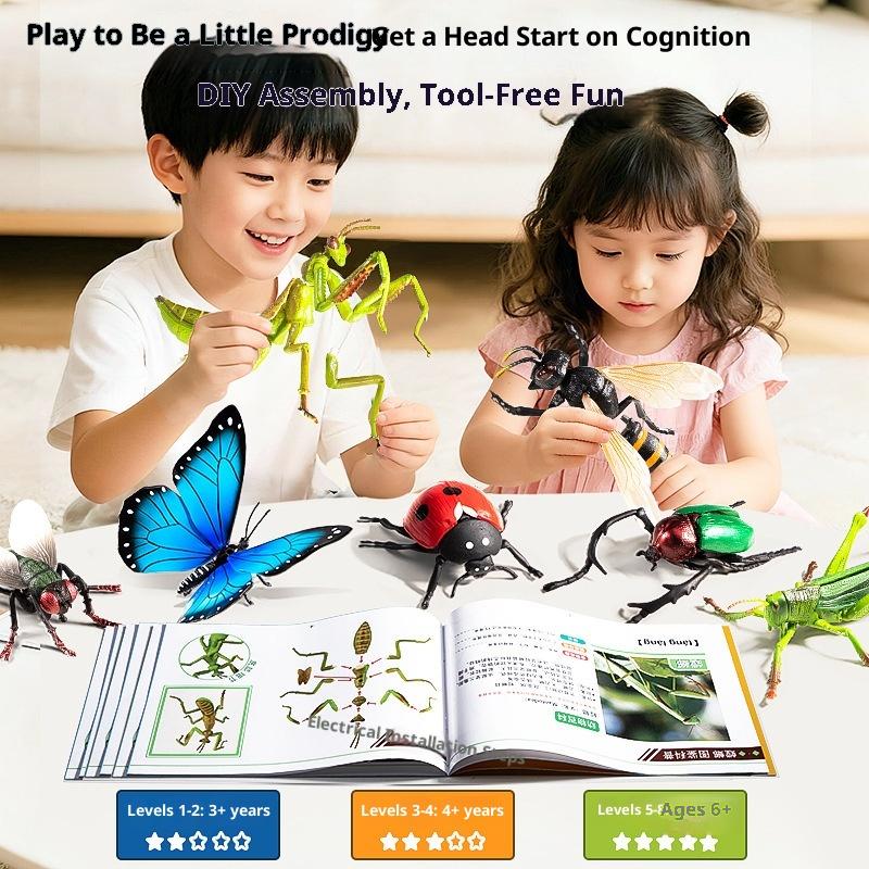 Child Simulation Insect Model 4D Assembled Puzzle Animal Toy Butterfly Bee Mantis Action Figures Educational Kid Toy Gift