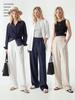 Women's Summer Linen Wide-Leg Pants - Loose, Floor-Length, Casual Fit