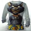 3D Print Cats Graphic Men's T-Shirts Fashion Creative Design Long Sleeve Round Neck Pullover Tops Autumn Casual Comfortable Tees