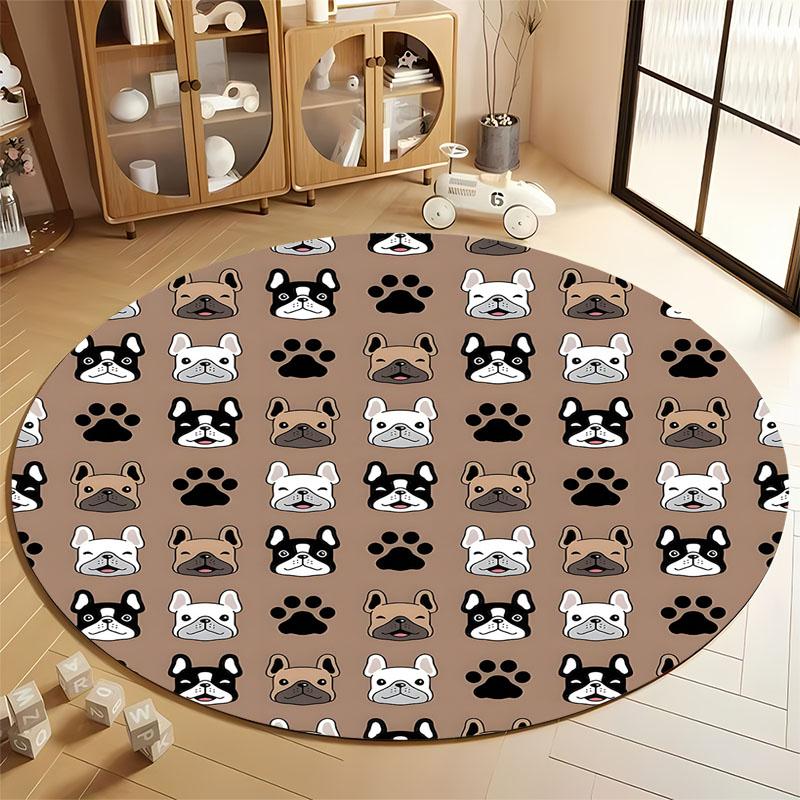 

Cute French Bulldog Patterned Round Carpet for Playroom round carpet for home sofa bedroom, gift Diameter 60cm