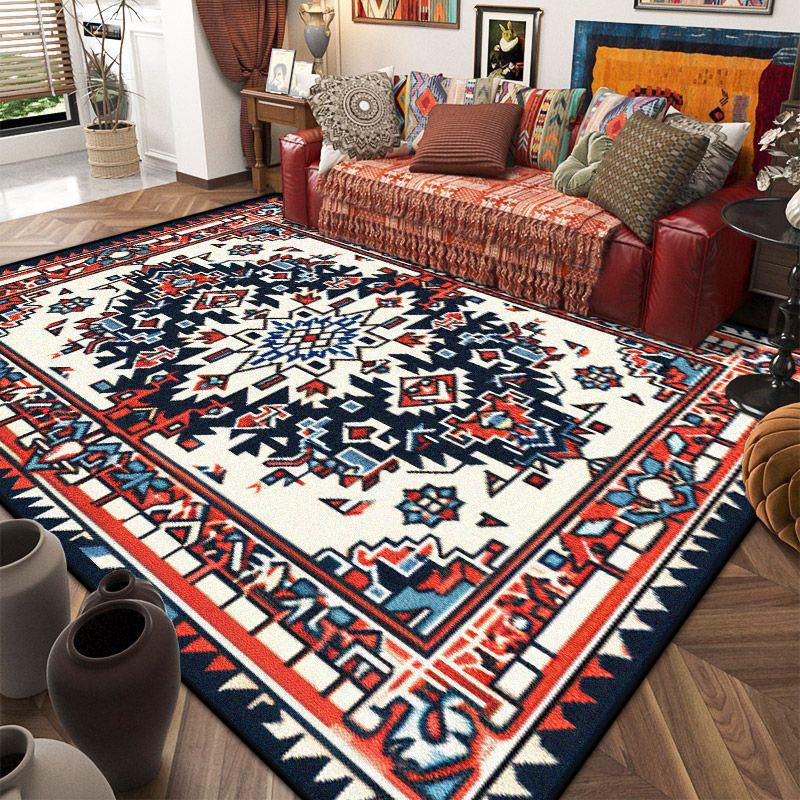 Retro American Style Persia Carpet Living Room Decoration Coffee Table Area Floor Mat Non-slip Bedroom Cloakroom Washable Rugs