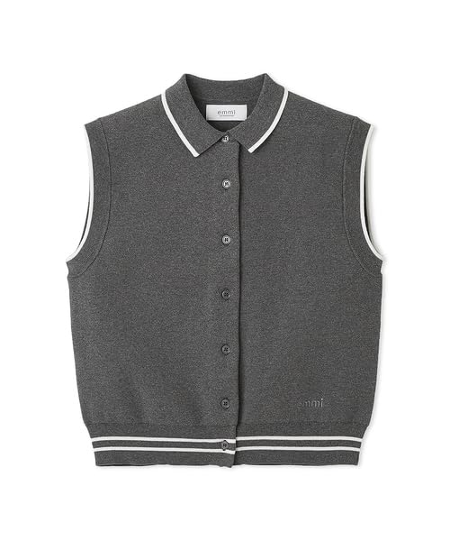Emi Collared Knit Free Size Vest, 13WNT254087, Women's, Gray,