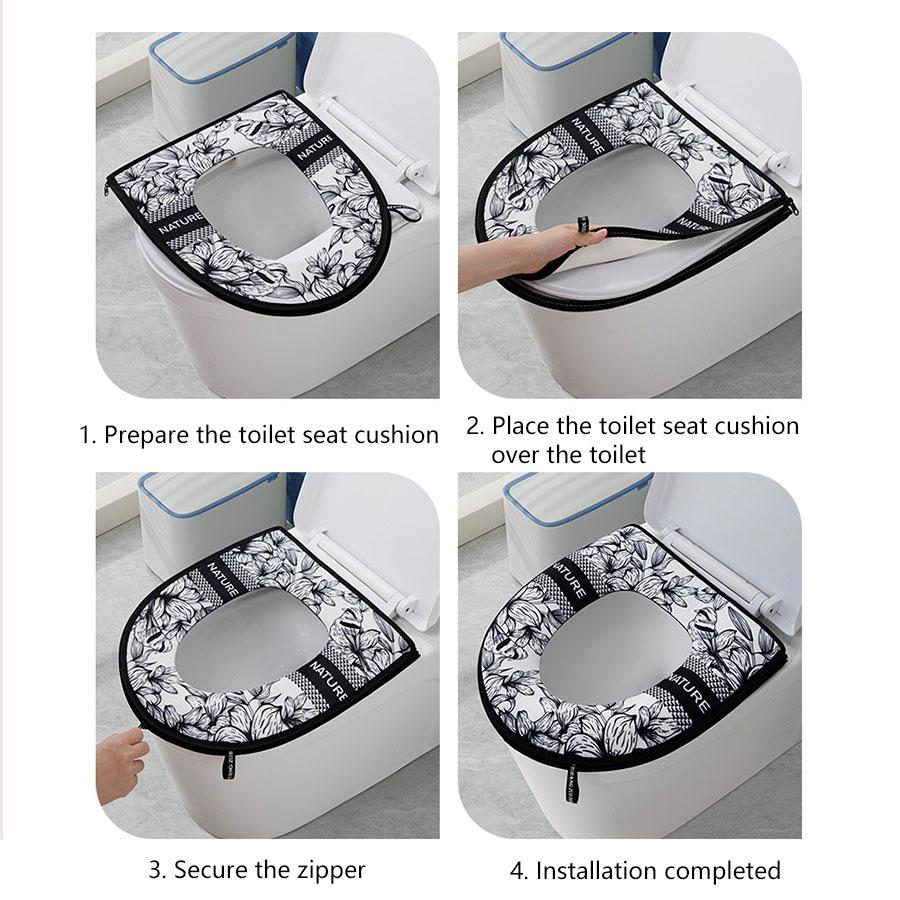 1Pcs Thickened Toilet Seat Zipper Toilet Cover Cartoon Universal Waterproof Toilet Cover Simple Universal Waterproof Toilet Seat PadToilet Heating Pad
