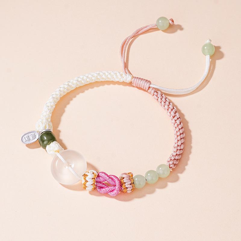 Tichya Chalcedony Ping'an Buckle Couple Bracelet - Niche Love Vows Woven Design Gift