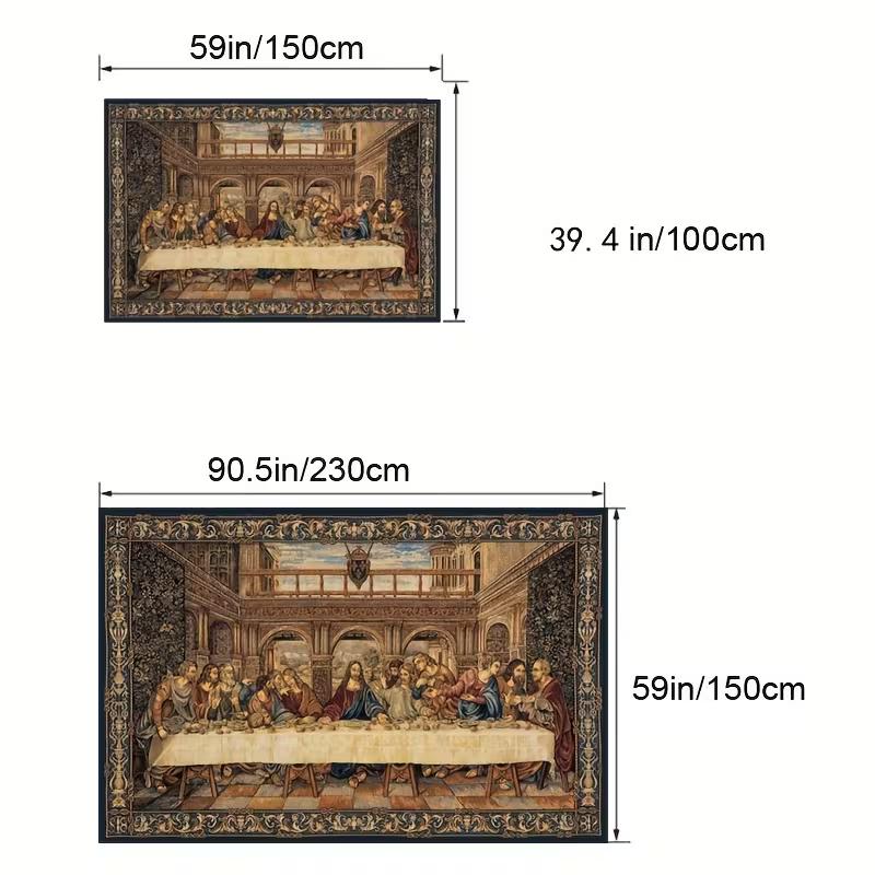 2D Vintage The Last Supper Tapestry, Religious Jesus and Disciples Backdrop