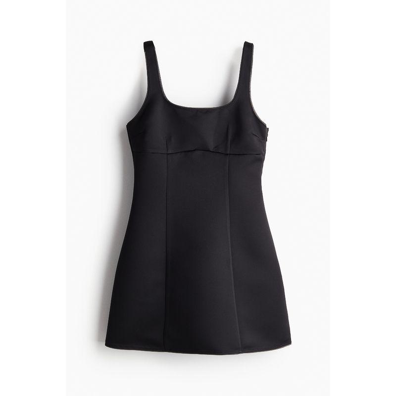 

HM Women s Clothing Dress Autumn Women s Fashion Simple Waist Fitted Horn Swing Dress Dress 1228850 Black 165/96