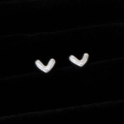 Mini Heart Earrings Daily Petite Sterling Silver V-Cut