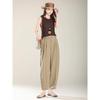Tencel Linen Pants Women's Summer Thin Cotton and Linen Wide-leg Pants Cropped Pants Bloomers Commuter Casual All-match