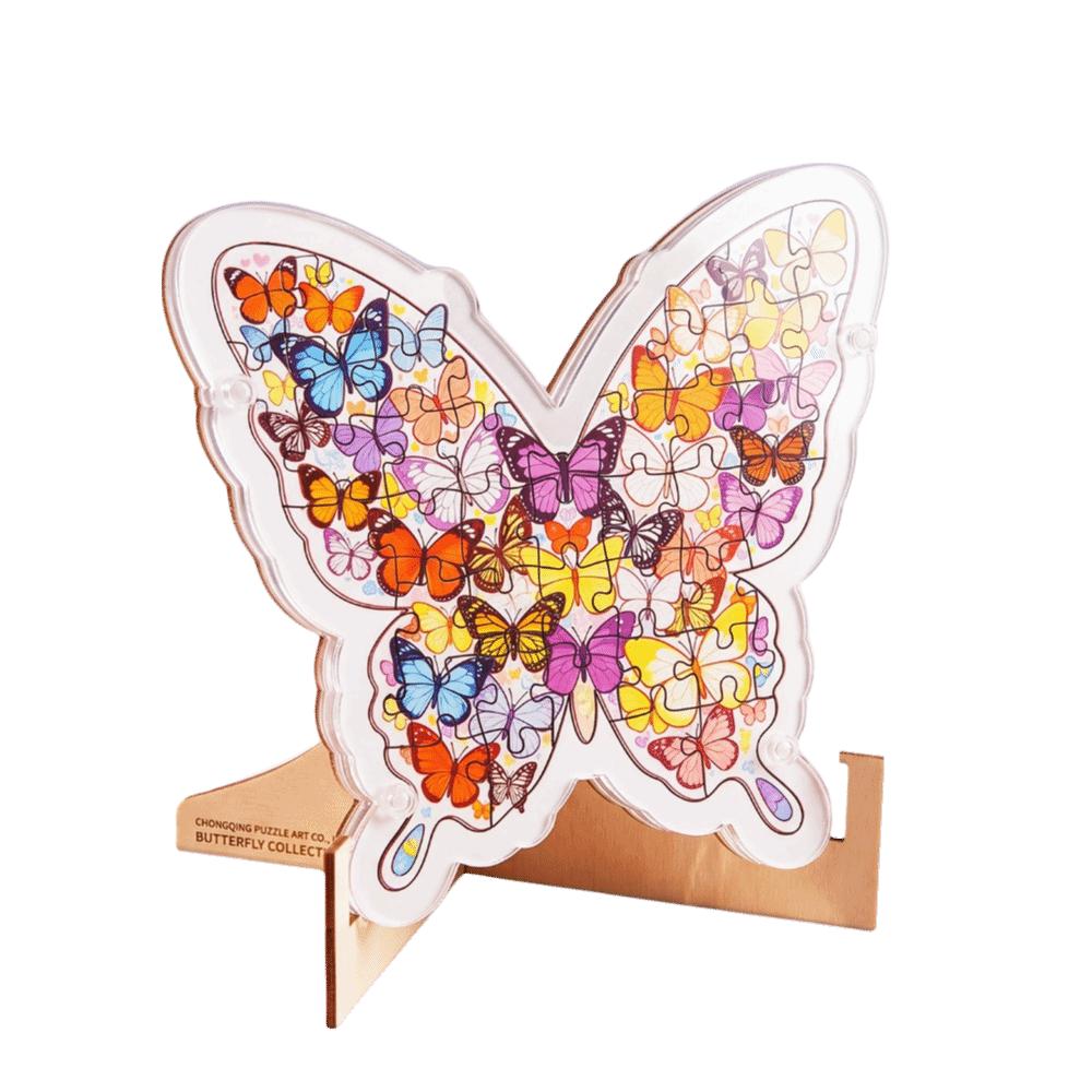 Animal Puzzle Cat Wooden Puzzle Brain Burning Unique Irregular Puzzle Butterfly Jigsaw for Adults