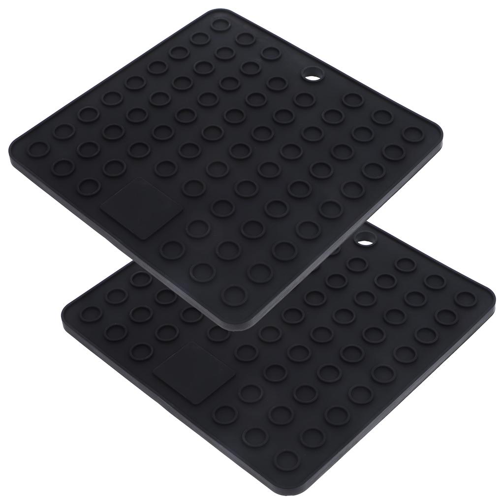 2pcs Silicone Drying Mat Set Kitchen Countertop Dish Draining Pad Heat Resistant For Cups Bowls Plates Bar Tableware Mats