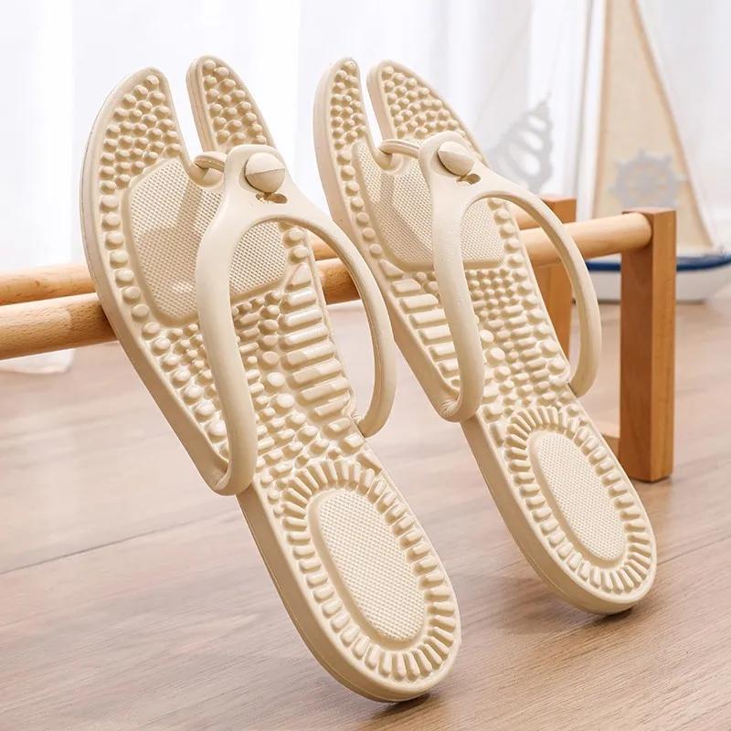 2024 Hot Sell New Uxst Men's Platform Flip Flops Bathroom Home Women Hotel Slippers Outdoor Travel Folding Slippers Non-slip