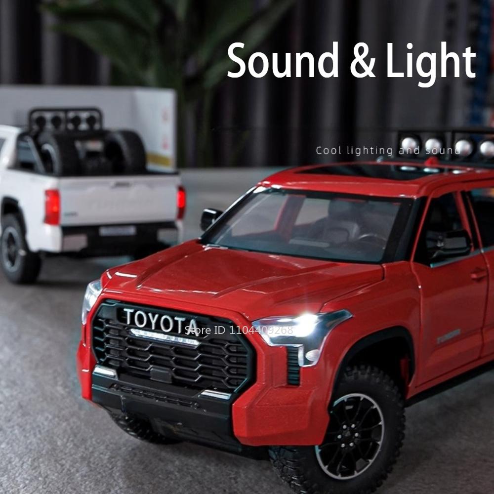 1:24 Tundra Lc80 Model Toy Diecast Alloy Car Front Wheel Steering Doors Opened Sound Light Pull Back Vehices For Children's Toys