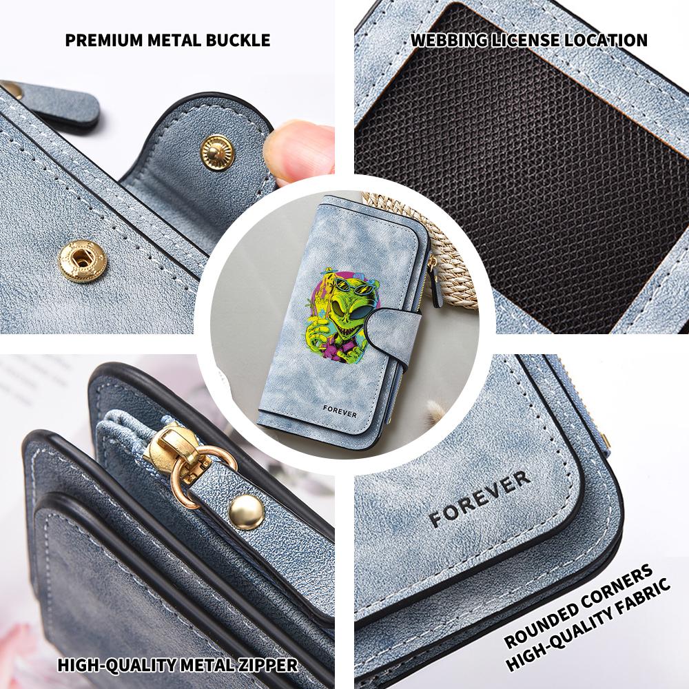 Alien Print Long Wallet Stylish Cool Forever Purse Unique Leisure Portable Card Holder