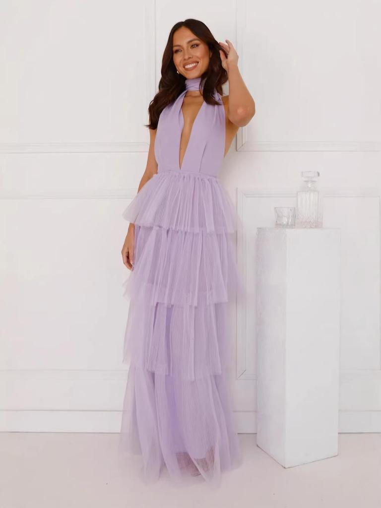 European & American Halter Backless Mesh Skirt Dress - Women's Fashion 2026.