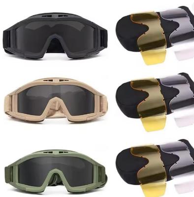Tactical Goggles, Mountain Climbing Shooting Sunglasses, Windproof Sand Motorcycle Off-road CS Glasses, Three Piece Replaceable