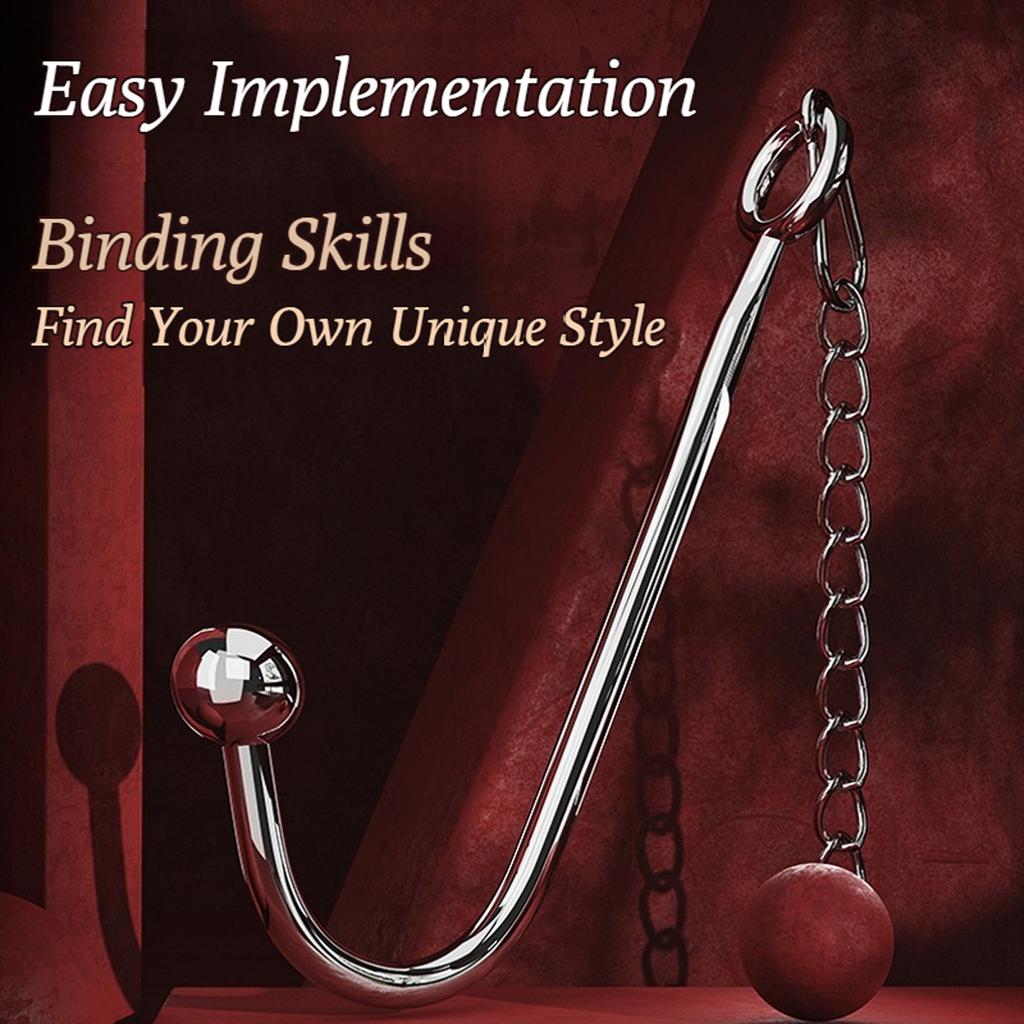 Metal Anal Hook with Leather Collar Sexual Kits Erotic Bondage Restraint Game for Fetish Couples Adult Anal Sex Toy