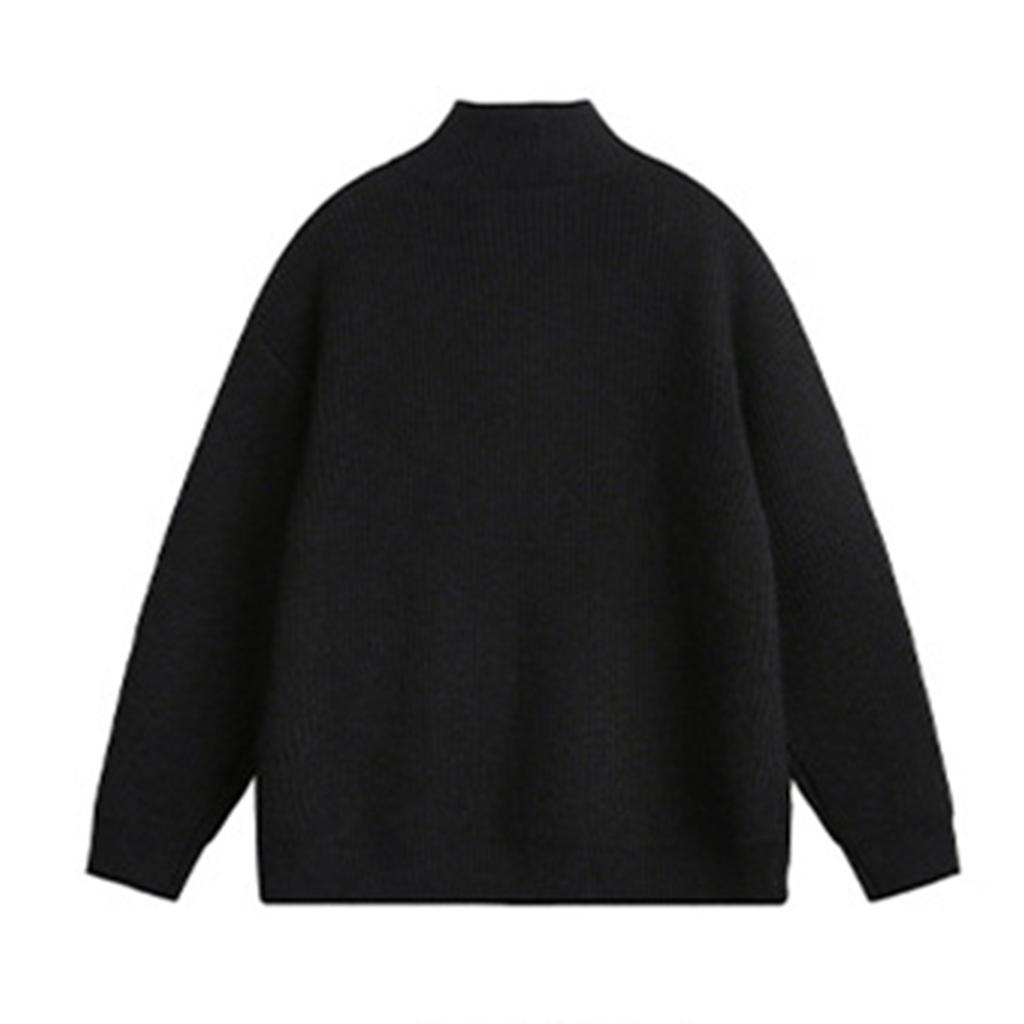 Men's Solid-color Loose Cardigan, Sweater, Knitted Sweater, Men's And Women's Stand-up Collar Zipper Jacket