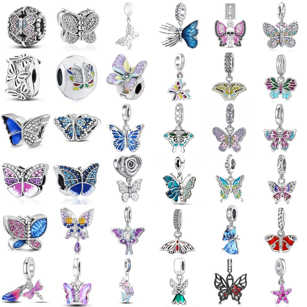 The New Copper Charm Early Spring Colorful Butterfly Rose Fits Authentic Bracelets Accessory Women Jewellery High Quality