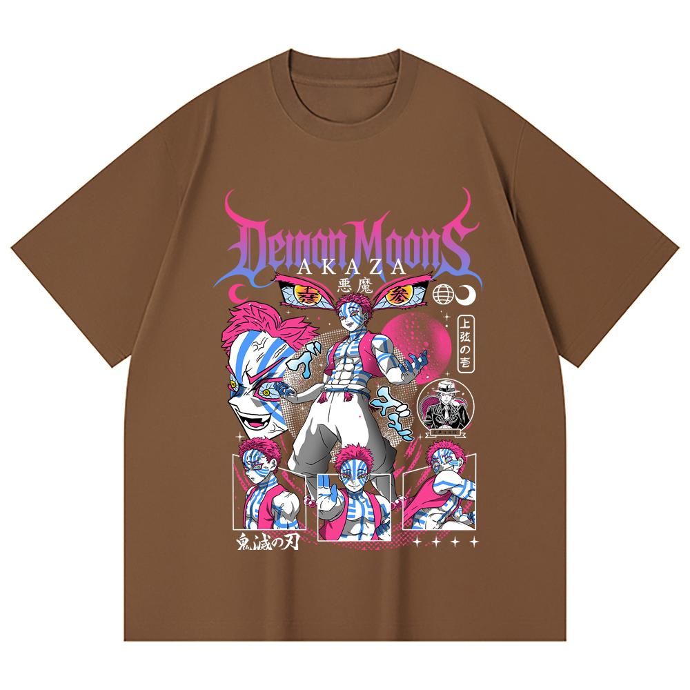 230 Gsm 100% Cotton Demon Slayer V31 Akaza Print Unisex Heavy Cotton T Shirt