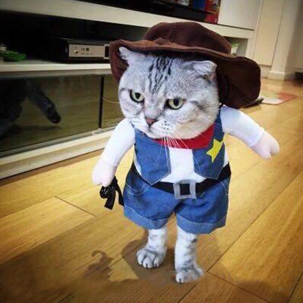 Halloween Dog Cat Costumes,West Cowboy Uniform with Hat,Funny Pet Cowboy Outfit,Clothing Funny Costume for Cats & Small Dog U8Z6 L