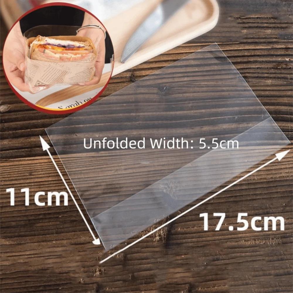 100PCS Transparent Sandwich Packaging Bag Plastic Food Grade Baking Bag Self-adhesive Sealing Disposable Hamburger Packing Bag