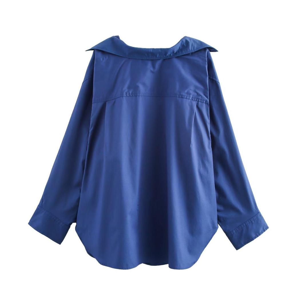 2025 Frühling Damen Europäischer & Amerikanischer Stil Baumwolle Fledermausärmel Gestreift Langarmhemd