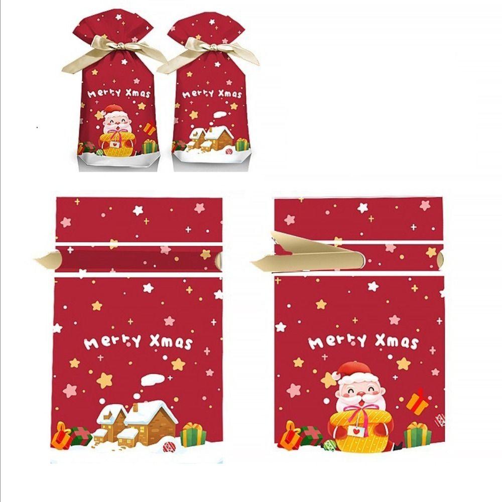50PCS Gifts Box Merry Christmas Xmas Candy Bags Snowmen Snowflakes Biscuit Bags Santa Claus Candy Treat Bag Christmas