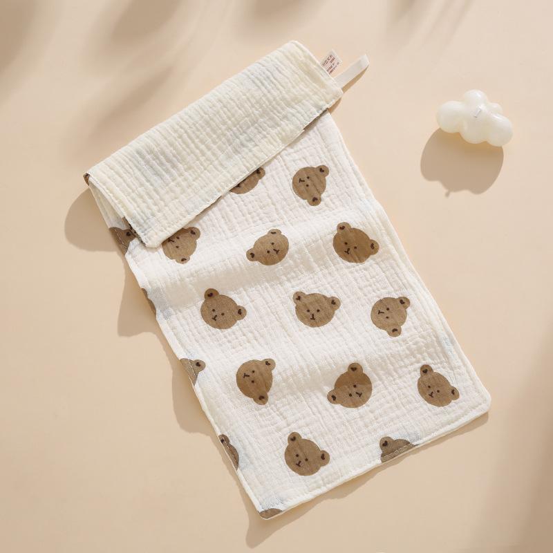 Children'S Towel Four-Layer Pure Cotton Gauze Saliva Towel Baby Face Towel Newborn Crepe Printed Soft Small Square Towel