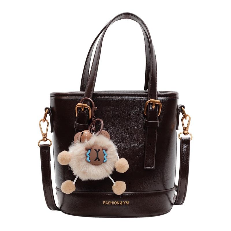 2025 New Fashion Foreign Style Korean Hand Carrying Bucket Bag Simple Casual Versatile Commuter Shoulder Messenger Bag Women
